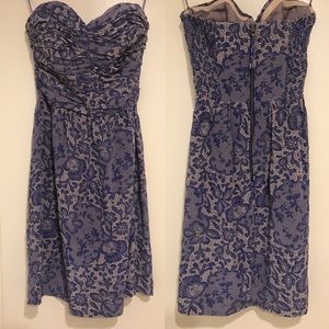 Rebecca Taylor Floral Print Strapless Dress 0